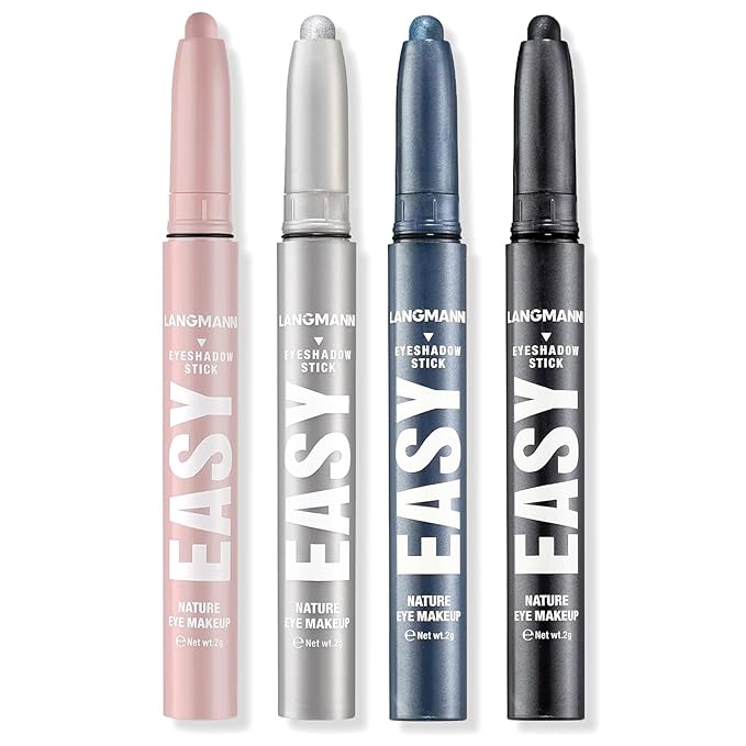 LANGMANNI Eyeshadow Stick,4 PCS Waterproof Multi-Color Eyeshadow Pen Set,Creamy Long-Lasting Eye Makeup Kit,Natural & Shimmer Shades Contour Stick,Gifts For Women (#1+7+22+23-4Colors)-Velvo Beauty