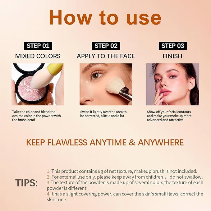 Baked Powder Foundation Makeup, Brighten Color Correcting Foundation Make up, Foundation for Mature Skin, Face Powder for Women, Full Coverage, Natural Finish & Easy to Use #01-Velvo Beauty