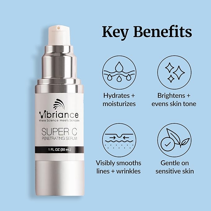 Vibriance Super C Serum for Mature Skin - All-in-One Vitamin Formula Hydrates, Firms, Lifts, Smooths, Targets Age Spots, Wrinkles, 1 fl oz - Pack of 3-Velvo Beauty
