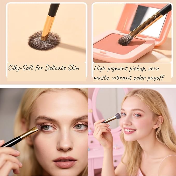 Eyeshadow Makeup Brushes Set with Case 8 PCS Soft Synthetic Hairs Eye Makeup Brushes for Blending Eyebrow Eyeliner Eyeshadow (Black)-Velvo Beauty