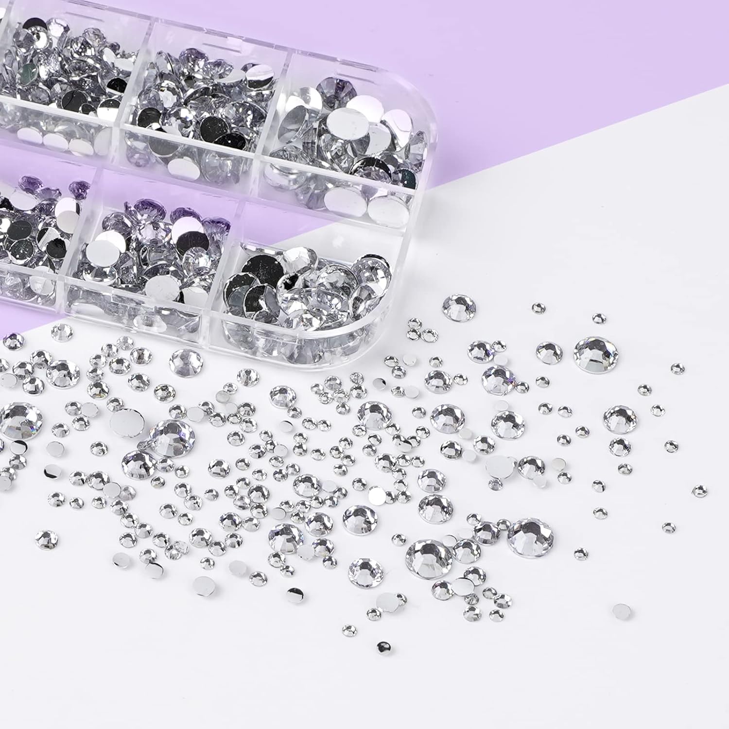 Canvalite 2784PCS Rhinestones Flatback Gems, Nail Rhinestones Nail Art Gems with Jewelry Glues, Pick Up Tweezers and Rhinestone Picker Dotting Pen, Nail Art Tools for Nails, Clothes, Face, Crafts-Velvo Beauty