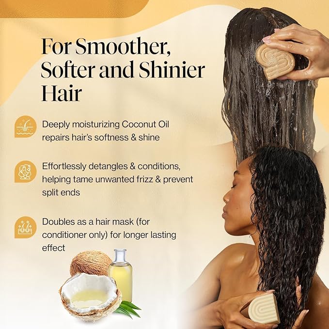 Kitsch Coconut Oil Shampoo and Conditioner Set – Deep Moisturizing Shampoo and Conditioner Bar for Dry Damaged Hair – Hydrating Solid Bars for Curly, Coily & Color Treated Hair – Made in USA-Velvo Beauty