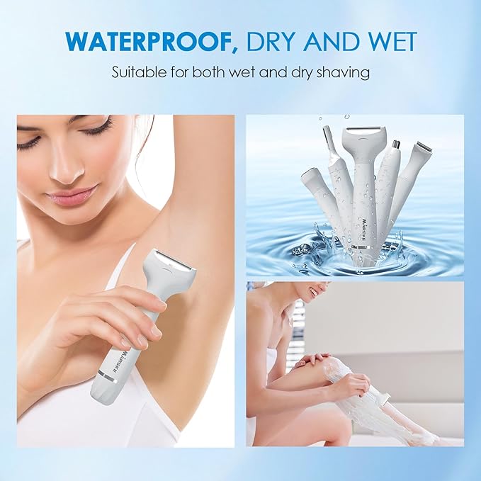 5 in 1 Facial Hair Removal and Bikini Hair Trimmer for Women, Nose Eyebrow pubic Hair Trimmer,Replaceable Electric Razors, Waterproof Electric Shaver Easy Cleaning, Women's Grooming Kit-Velvo Beauty