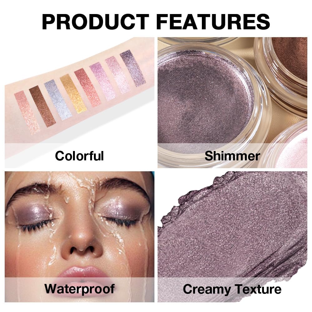Cream Glitter Dark Purple Shimmer Metallic Eyeshadow Palette Makeup, Natural Single Mini Instant Holographic Eyeshadow For Women, Sombras Crema Para Ojos, Talc, Paraben & Cruelty Free-Velvo Beauty
