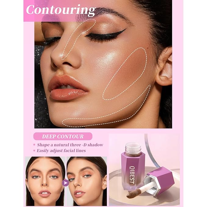 Soft Liquid Contour Stick, Liquid Face Bronzer Stick Built-in Sponge Tip, Cool Toned Liquid Contour for Women and Girl, Lightweight Blendable Cream Bronzer Stick Makeup,06 Brown-Velvo Beauty