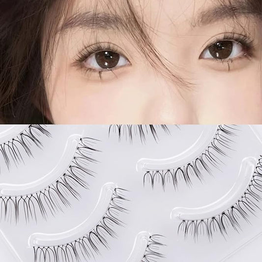 Miz Barn Daily Natural Look False Eyelashes,4 Pairs Natural Soft Lightweight Comfortable Short Lashes Clear Band Handmade Luxurious False Eyelashes(A05)-Velvo Beauty