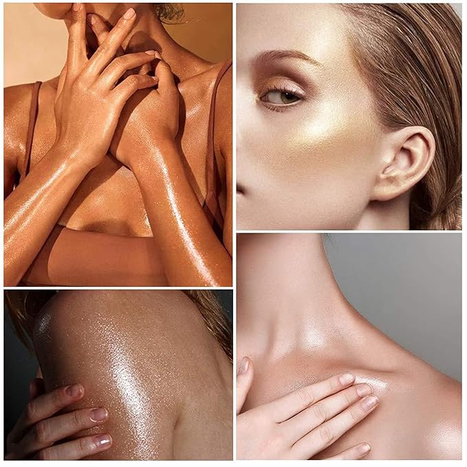 MAEPEOR Shimmer Body Luminizer 5 Colors Moisturizing Glow Illuminator Smooth and Non-sticky Summer Body Highlighter For Face & Body (80ML, 03 Bronze Gold)-Velvo Beauty