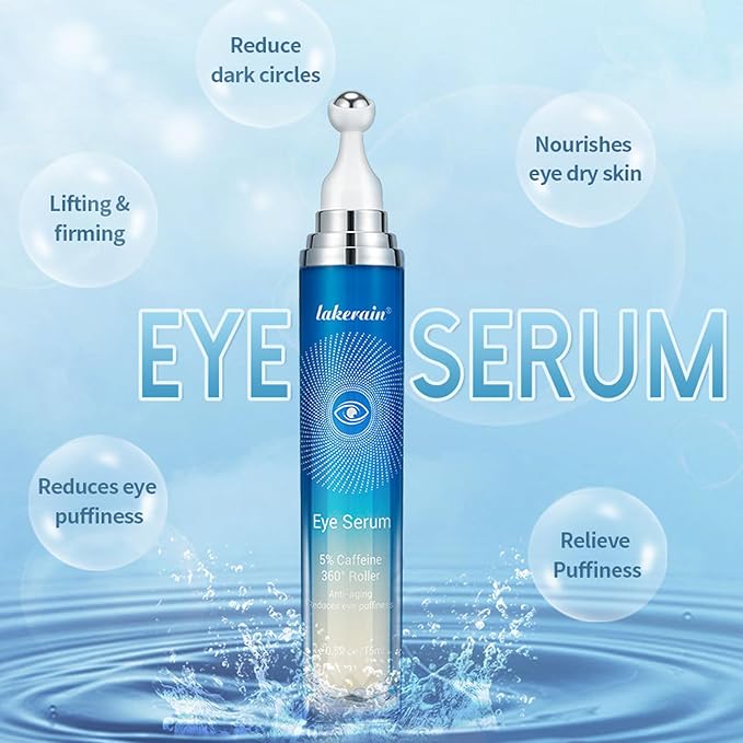 5% Caffeine Eye Serum,Caffeine Eye Cream with Massage Roller Ball,Under Eye Cream for Dark Circles,Puffiness,Under Eye Bags,Moisturizing Cream Eye Bags Fine Lines Wrinkle Treatment for Women and Men-Velvo Beauty