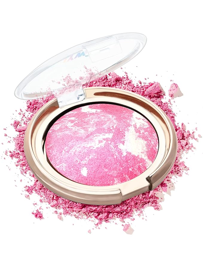 Baked Powder Blush, Glow Marbleized Blush Powder Palette,Lightweight Shimmery Facail Blusher for Face Cheeks,Eyeshadow & Highlight,Makeup Gift for Women rubores de maquillaje(0.49Ounce)-02-Velvo Beauty