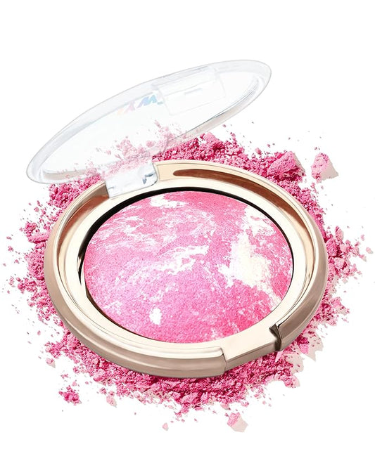 Baked Powder Blush, Glow Marbleized Blush Powder Palette,Lightweight Shimmery Facail Blusher for Face Cheeks,Eyeshadow & Highlight,Makeup Gift for Women rubores de maquillaje(0.49Ounce)-02-Velvo Beauty