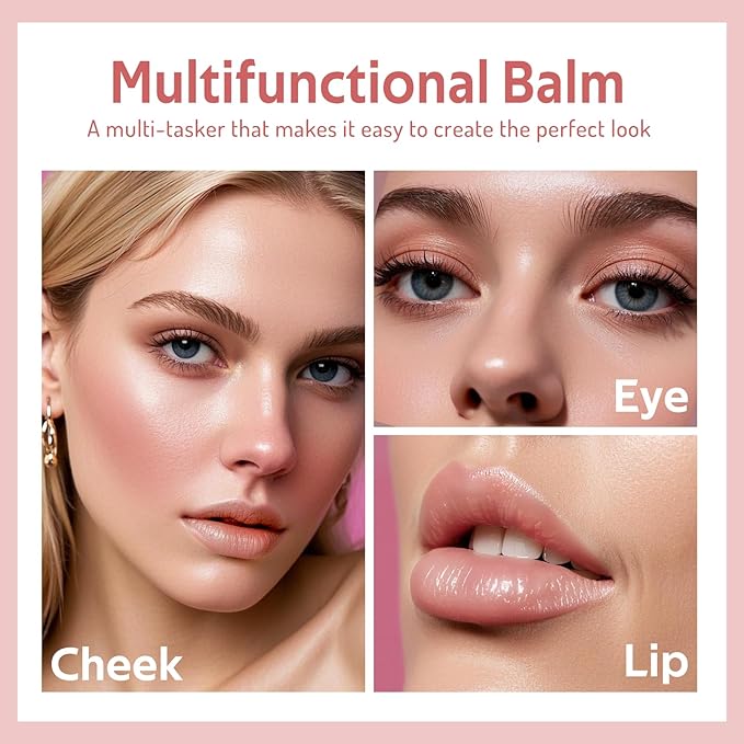 Multi Cream Blush & Blush Brush Set, Korean Makeup Blush for Cheeks, Multi-Use Face Balm, Lightweight & Hydrating, Blendable Color, Non-Greasy, Soft Bristles for Radiant Finish (Dewy)-Velvo Beauty