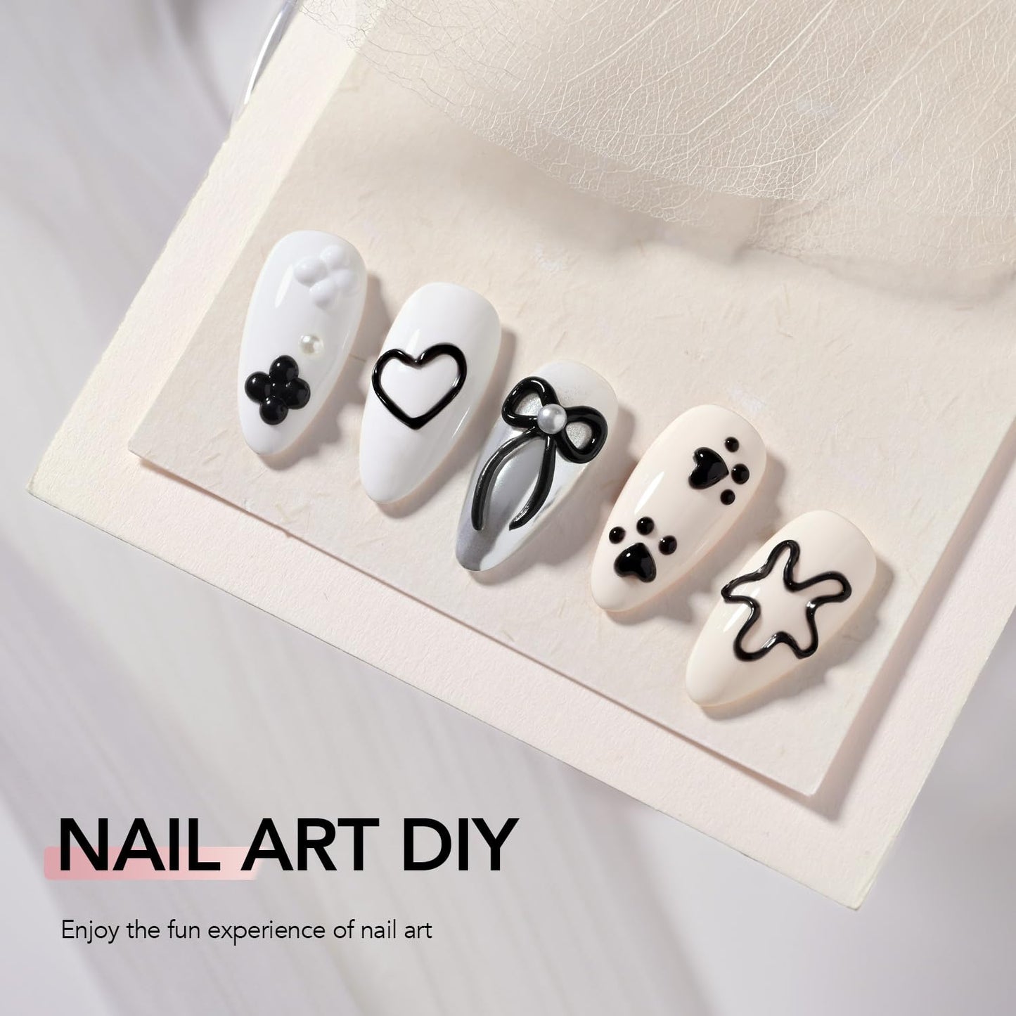 GAOY Black 3D Nail Gel, 15g Sculpting Gel for 3D Nail Art Designs Carving, Molding, Painting, No Wipe Gel for Gems & Charms Decoration, Salon DIY Use-Velvo Beauty