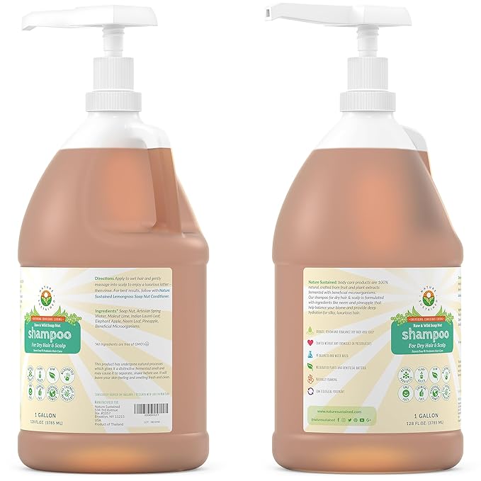 Natural Shampoo for Dry Hair & Scalp - Organic, Raw & Wildcrafted with Probiotics, Hypoallergenic & Sulfate Free Hydrating Shampoo for Dryness, Frizz, Breakage, Itchiness, Thinning - Gallon, Original-Velvo Beauty