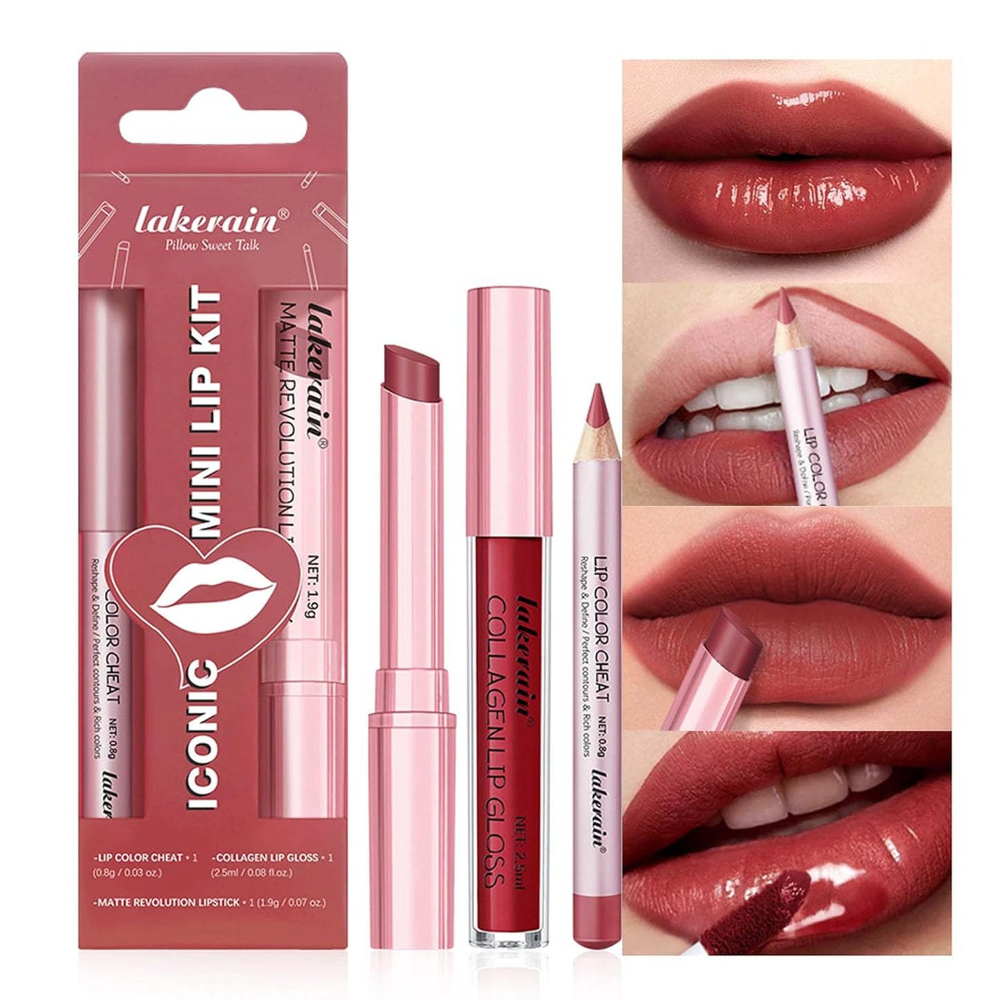 3PCS Lip Liner and Lipstick Combo Set - Matte Lip Liner Pencil, Velvet Matte Lipstick & Hydrating Collagen Lip Gloss - Long-Lasting, Smudge-Proof, High Pigment Nude Brown Lip Makeup Kit (Set 2, 3)-Velvo Beauty