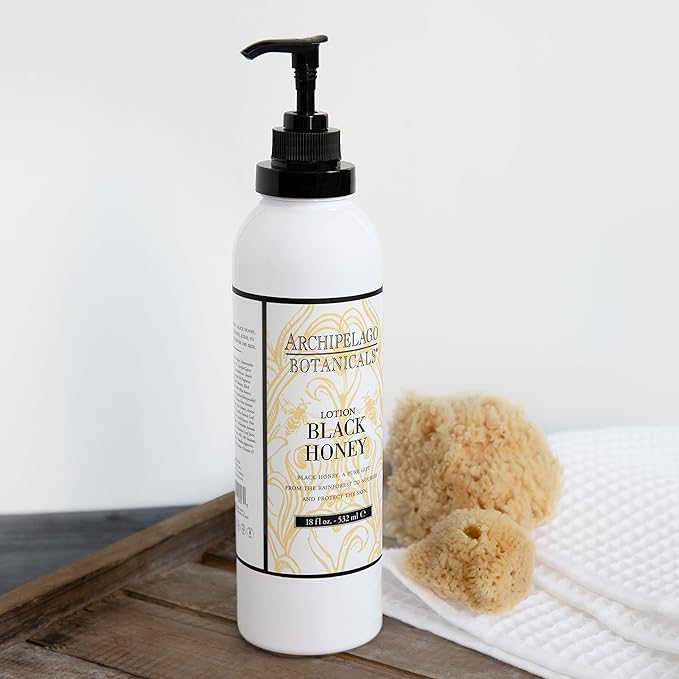Archipelago Botanicals Black Honey Lotion, Hydrating Body Lotion for Dry Skin, Nourished and Healthy Skin Care, Paraben-Free, Phthalate-Free, 18 oz-Velvo Beauty