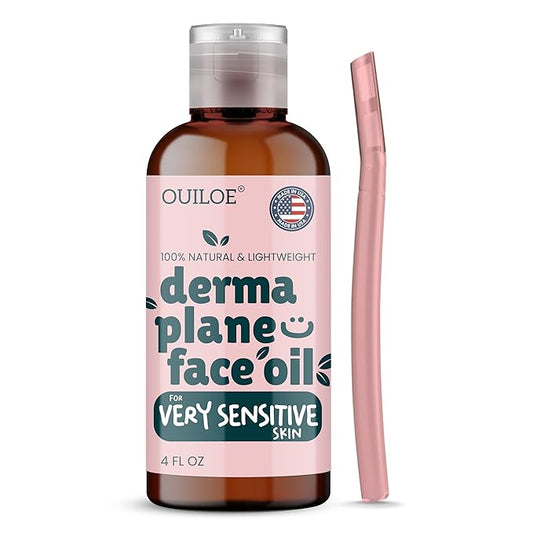 Dermaplane Oil for Women with Very Sensitive Skin - Lightweight Face Shaving Oil, Natural Facial Shave Oil - Use with a Dermaplaning Tool, Razor, Shaver or Microblade for Close Shave 4oz by Ouiloe-Velvo Beauty
