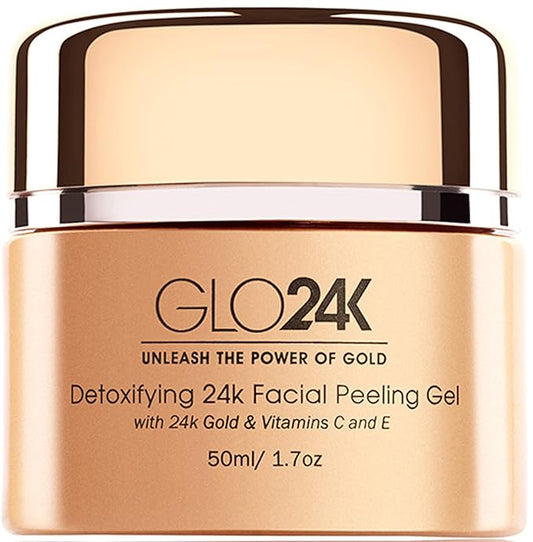 GLO24K Facial Peeling Gel with 24k Gold and Vitamins C,E. For optimal Exfoliation and Microdermabrasion. Restore and Revive your Skin.-Velvo Beauty