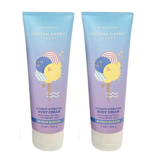 Bath & Body Works Ultimate Hydration Body Cream (Cotton Candy Clouds), 8.00 Ounce (Pack of 2)-Velvo Beauty