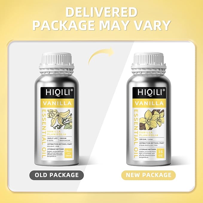 HIQILI 16 Ounces Vanilla Essential Oil, Strong Fragrance for Body Lotion, Candle Making, Soap, Aromatherapy -16 Fl Oz-Velvo Beauty