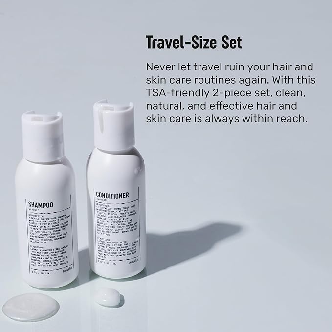 Blu Atlas Travel Size Shampoo & Conditioner Set for Men – TSA Approved, 3 oz Each – Natural, Sulfate-Free, Paraben-Free – Clean Ingredients – Classic Scent – Made in America-Velvo Beauty