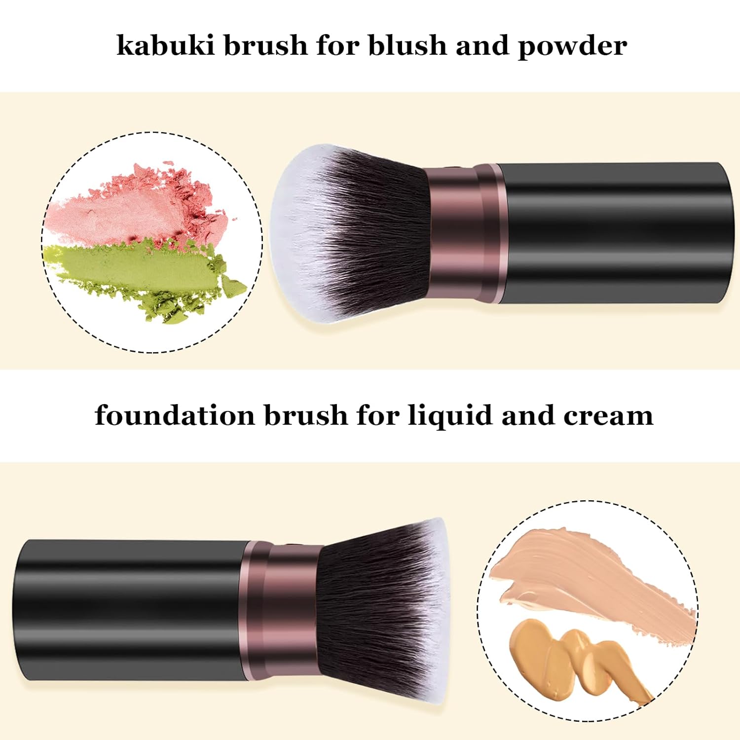Makeup Brushes, Retractable 2 Pack Travel Kabuki Blush Makeup Brush Face Powder Foundation Brushes for Blending Liquid, Blush, Bronzer, Buffing, Sunscreen,Flawless Cosmetics-Velvo Beauty