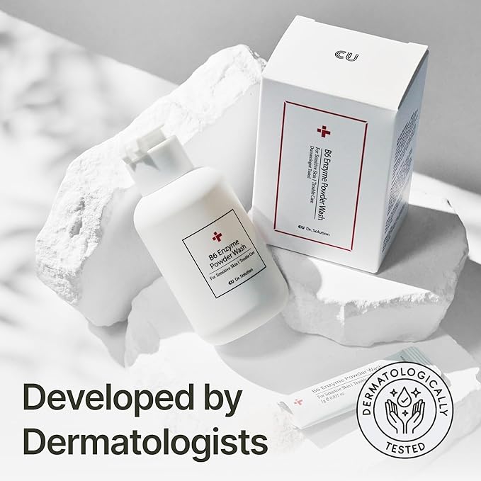 B6 Enzyme Powder Face Cleanser, Korean Skin Care Exfoliating Face Wash with PHA and Papain Enzyme, Face Exfoliator with Calamine and Vitamin B6, Gentle Cleanser, 55g (1.94 Oz)-Velvo Beauty