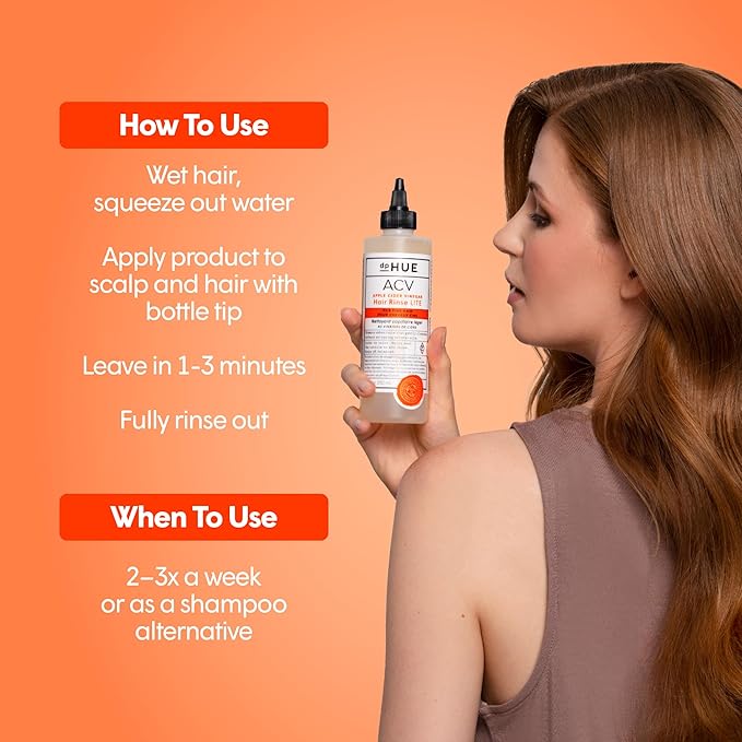 dpHUE Apple Cider Vinegar Hair Rinse Lite, 20 oz - Shampoo Alternative, Scalp Cleanser & Post Workout Rinse - Won’t Weigh Fine Hair Down - Removes Buildup & Sweat-Velvo Beauty