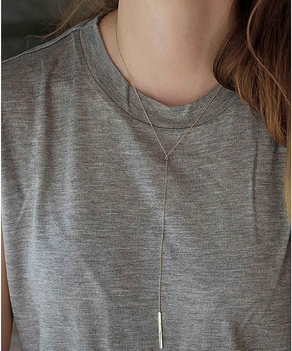 Boho Long Bar Necklace Choker Y Lariat Necklace Chain Minimalist Drop Necklace Jewelry for Women and Girls-Velvo Beauty