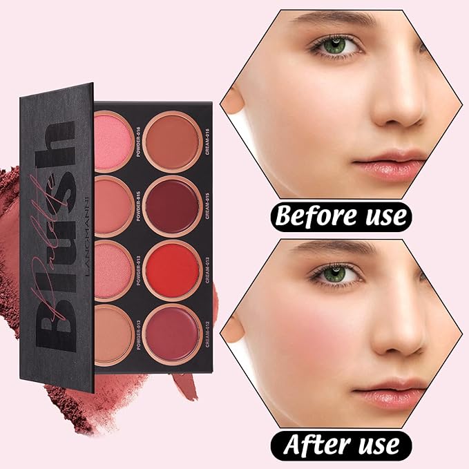8 Colors Blush Palette,Vegan, Cruelty Free & Hypoallergenic,Women Facial Makeup Plate,Skin Tone Enhancing-Meiyugo-Velvo Beauty