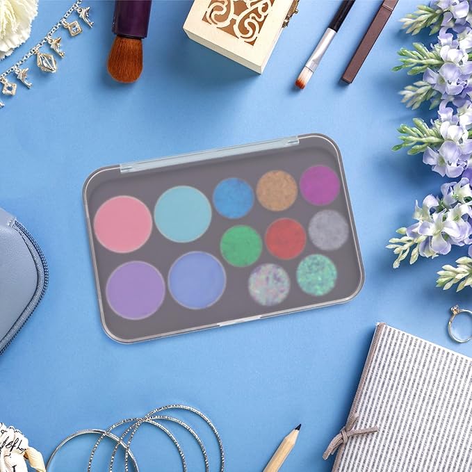 AJLTPA Magnetic Makeup Palette with Frosted Clear Top, 3Pack Empty Eyeshadow Dispensing Storage Box with 60Pcs Adhesive Metal Stickers for DIY Cosmetics Blush Powder-6.69"X4.41"Palette-Velvo Beauty