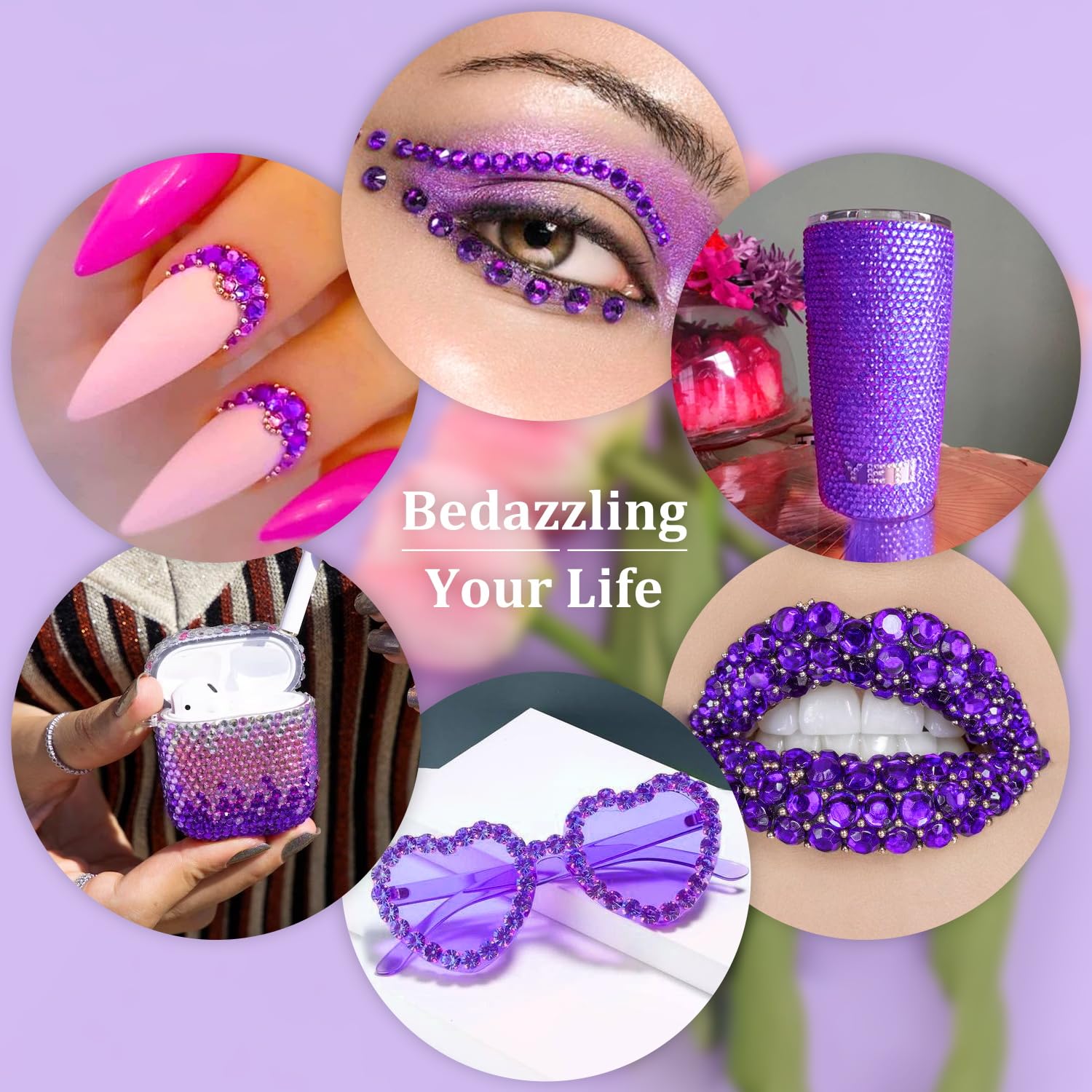 Resin Rhinestones for Crafting, 2 Boxeses Purple Multi Sizes Flatback Bedazzling Crystals for Crafts Nail Art Deco, Non Hotfix Gems Charms for Tumbler Shoes Clothing Fabric Face Makeup-Velvo Beauty
