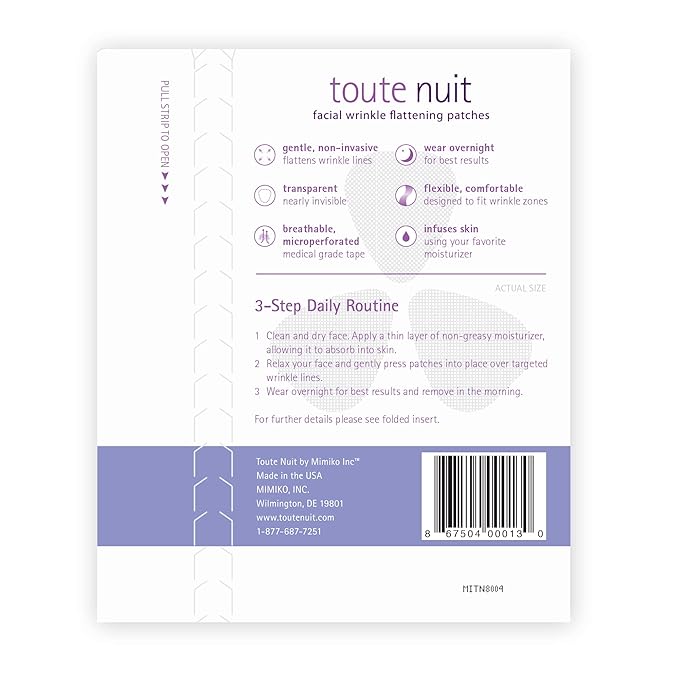 Toute Nuit Wrinkle Patches – Triangle – Face Tape for Forehead, Eyes & Lips – Hypoallergenic Anti Wrinkle Patches – 45 Count, Made in USA-Velvo Beauty