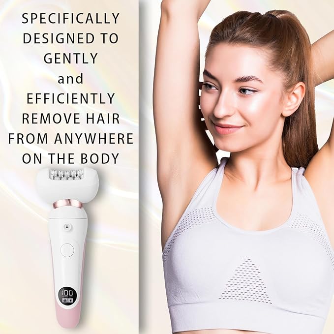 5 in 1 Electric Shaver for Women,Epilators Hair Removal for Women's Body, Electric Razor for Women Legs Public Area Bikini Trimmer, Face Scrubber, Facial Cleaning Brush Dry Wet Gift Set (Pink)-Velvo Beauty