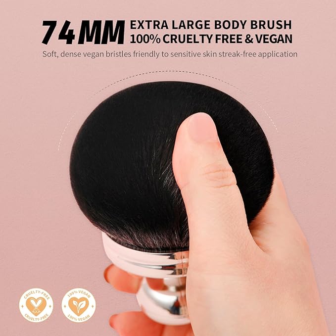 docolor Extra Large Body Makeup Brush For Self Tanner, 3 Inch Width Self Tanning Brush Kabuki Brush, Soft synthetic hair, for Foundation, self-tanners, bronzer, sun blocks, powder, For Face and Body-Velvo Beauty