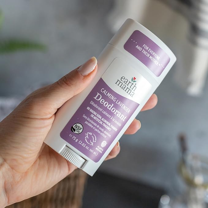 Earth Mama Calming Lavender Deodorant | Safe for Sensitive Skin, Pregnancy and Breastfeeding, Contains Organic Lavender, Calendula and Coconut Oil, No Baking Soda or Aluminum, 2.65-Ounce (2-Pack)-Velvo Beauty