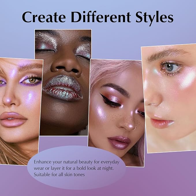 Glitter Eyeshadow Palette, Multichrome Chameleon Purple Blue Eye Shadow, Color Shifting Multi-Reflective Holographic Eyeshadow Shimmer Inner Corner Eye Brightener Highlighter Makeup-Velvo Beauty