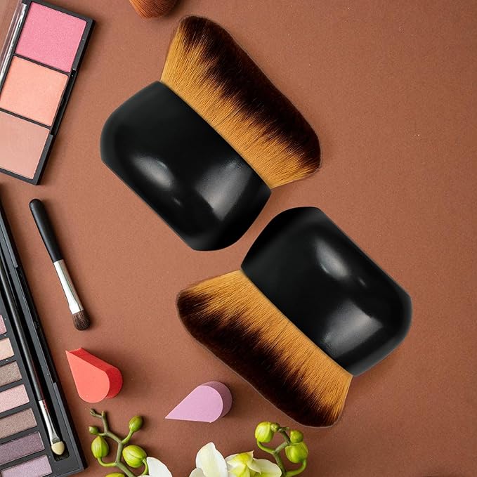 Extra Large Body Makeup Brush For Self Tanner, Leg Makeup &Bronzer Blend,75 mm Wide-headed Kabuki Brush Provides More Even& Pretty Application, Sunscreen Face& Back Makeup Brush, Wet& Dry Use- Black-Velvo Beauty