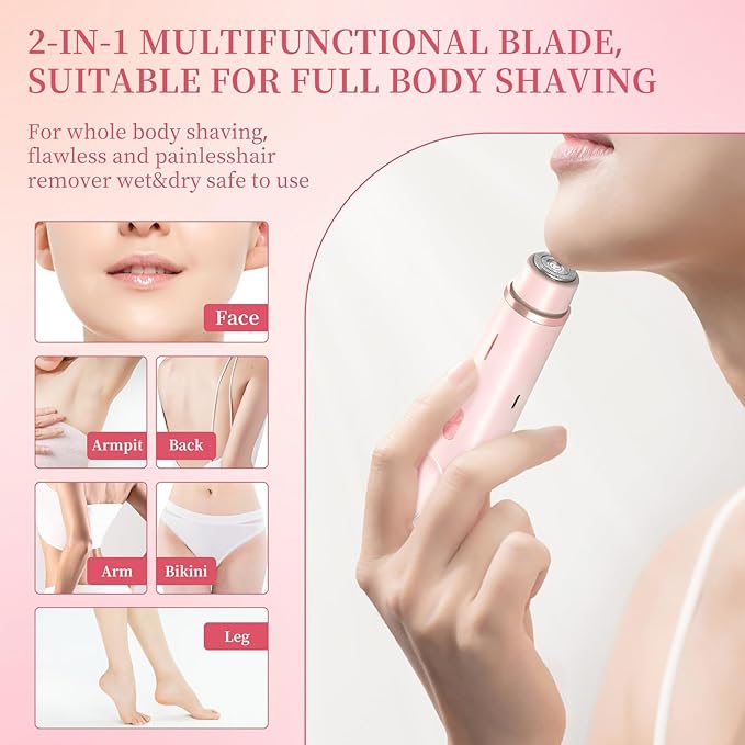 QNHMPW Bikini Trimmer for Women,Electric Razors for Women,2-in-1 Dual Head Shaver- Wet/Dry Shaver Groomer, Waterproof Hygiene Razor Used for Face, Underarm, Leg, Bikini Area(Purple)-Velvo Beauty