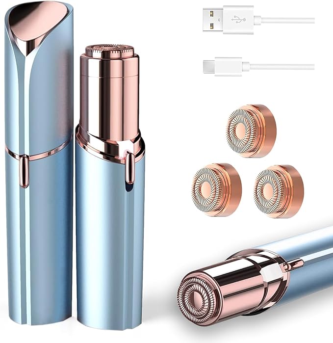 Facial Hair Removal for Women, Face Razors for Women's Electric, Rechargeable Women Mustache Remover with 3 Replacement Heads-Velvo Beauty
