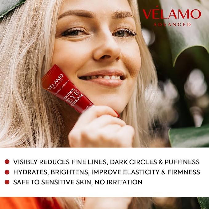 Rapid Reduction Retinol Eye Cream: Under Eye Cream Instantly Reduces Wrinkles Fine Lines Under Eye Bags Puffiness Dark Circles Crow's Feet - Rapid Face Lifting Tightening Firming 1 OZ/15g-Velvo Beauty