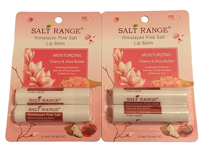 Himalayan Pink Salt Lip Balm With Cherry & Shea Butter 2 Ct 4 Pcs-Velvo Beauty