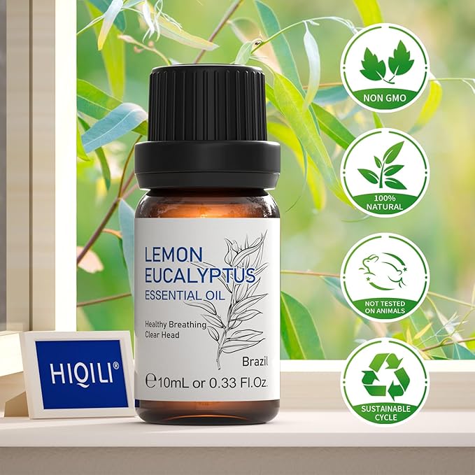 HIQILI Lemon Eucalyptus Oil, for Spary, Diffuser, Indoors, Outdoors, Garden, Yard, 100% Pure Natural - 0.33 Fl Oz-Velvo Beauty