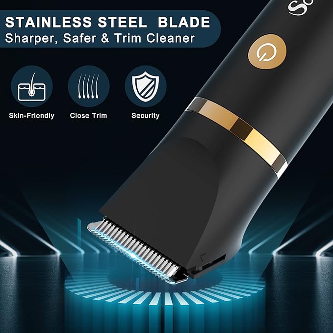 Electric Groin Hair Trim Ball Trimmer for Men Body Shaver Below-The-Waist Groomer Nose Hair Trimmer Waterproof Cordless 3 in 1-Velvo Beauty