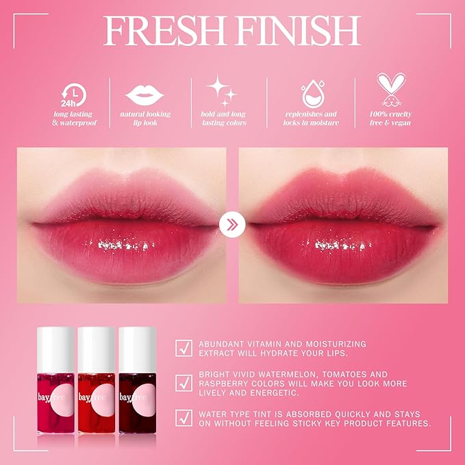 Lip Tint Stain Set, Korean Water Tint Lightweight Non-sticky, Waterproof Long Lasting Liquid Blush & Lip Stain, Transfer-Proof, Matte Finish Lip Color Makeup (fruit platter)-Velvo Beauty