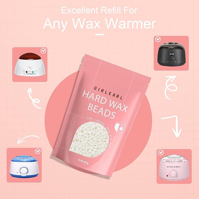 1lb Wax Beads for Hair Removal - Unscented Hard Wax Beads Refill for Professional Full Body Waxing - Ideal for Facial, Brazilian Bikini, Legs, and Underarms at Home for Women and Men (White)-Velvo Beauty