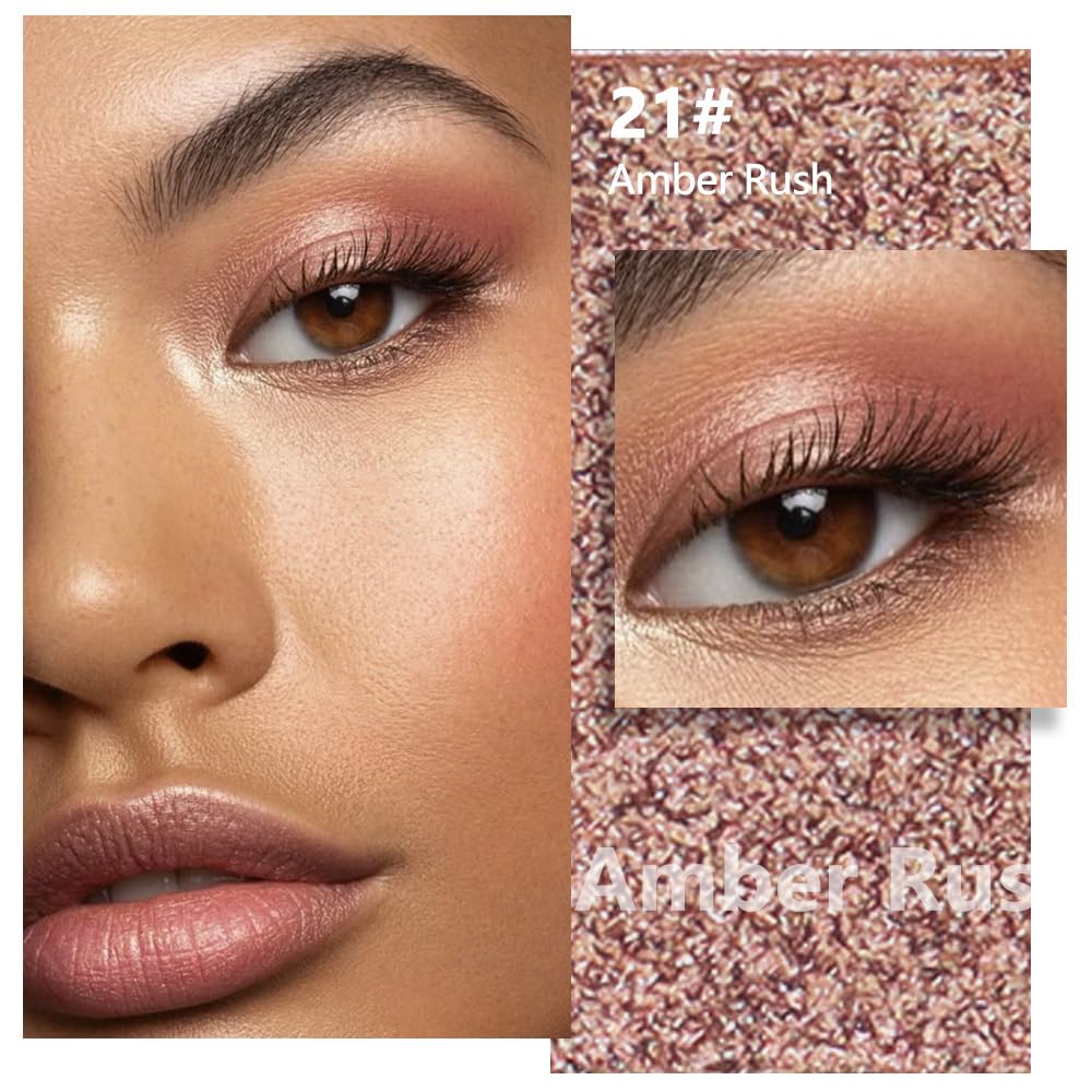 Brown Shimmer Single Eyeshadow Makeup Palette, Natural Brown Single Eye Shades, Mini Travel Palette for Women, Everyday Eyeshadows Makeup 21#-Velvo Beauty