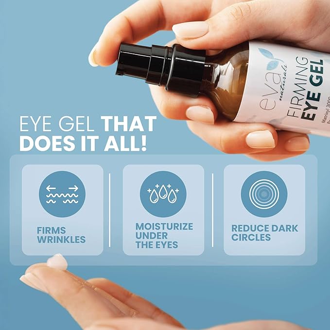 Eva Naturals Eye Gel for Dark Circles, Bags & Puffiness – Anti-Aging Serum with Peptides, Hyaluronic Acid & Botanicals – Firming Under Eye Treatment for Wrinkles, Fine Lines & Tired Skin – 2 oz-Velvo Beauty
