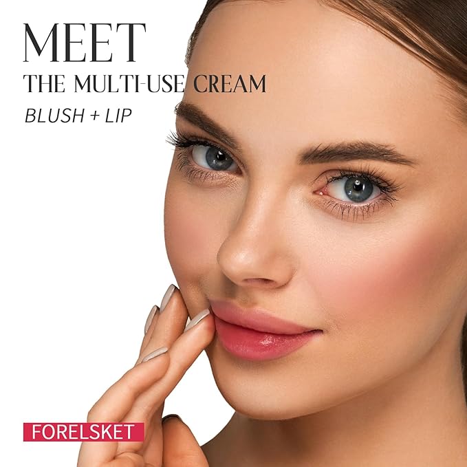 Blush Stick, Cream Blush for Cheeks and Lip Tint, Dewy Finish, Buildable & Blendable Color, Lightweight & Long-Lasting Formula | Forelsket-Cool Pink & Angled Blush Brush(0.53fl.oz)-Velvo Beauty