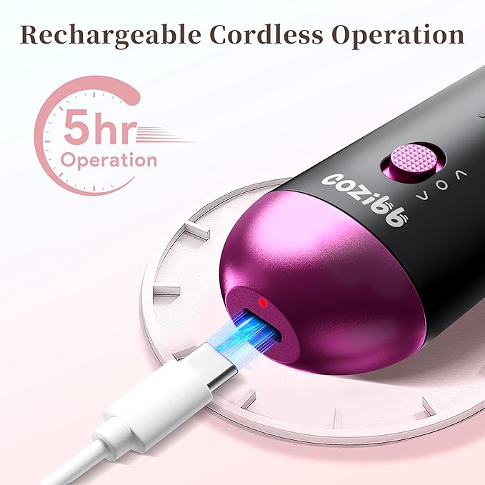 Electric Nail Drill, 8-in-1 Cordless Electric Nail File with LED Light, 5 Speeds Rechargeable Manicure and Pedicure Kit Hand Foot Care Tool for Nail Grinder Trim Polish for Women Baby-Velvo Beauty
