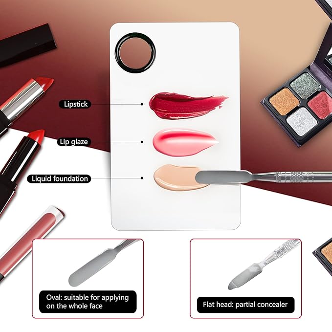 2Pcs Cosmetic Makeup Palette, Premium Stainless Steel Metal Makeup Mixing Palette with Spatula, Makeup Mixing Tray for Mixing Foundation/Eye Shadow/Mascara/Nail Polish/Pigment/Nail Art-Velvo Beauty